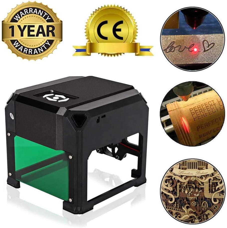 3000MW Laser Engraving Machine(8x8cm), USB Mini Desktop Laser Engraver Printer DIY Logo Mark Printer Cutter CNC Laser Carving Machine