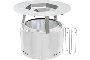 LANGZIHT Heat Deflector for Solo Stove Yukon 27" - Captures Warmth, Expands Heat Radius - Stainless Steel - with Handle and Installation Tools - 11'' H x 30'' Dia (Heat Deflector for Yukon 27")