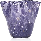 Hand Blown Glass vase Decorative, Purple Wide Mouth Petal vase, Modern Art Design Decorative vase for Home Decor Living Room, Centerpiece, Table and Wedding.huaban (E-2)