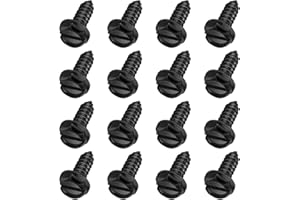 NOOTO License Plate Screws with Rustproof Finish - License Plate Screw Kit for Front & Rear Plates - License Plate Bolts for Domestic Vehicles - Stainless Steel Screws for License Plates (16-Pack, Black)