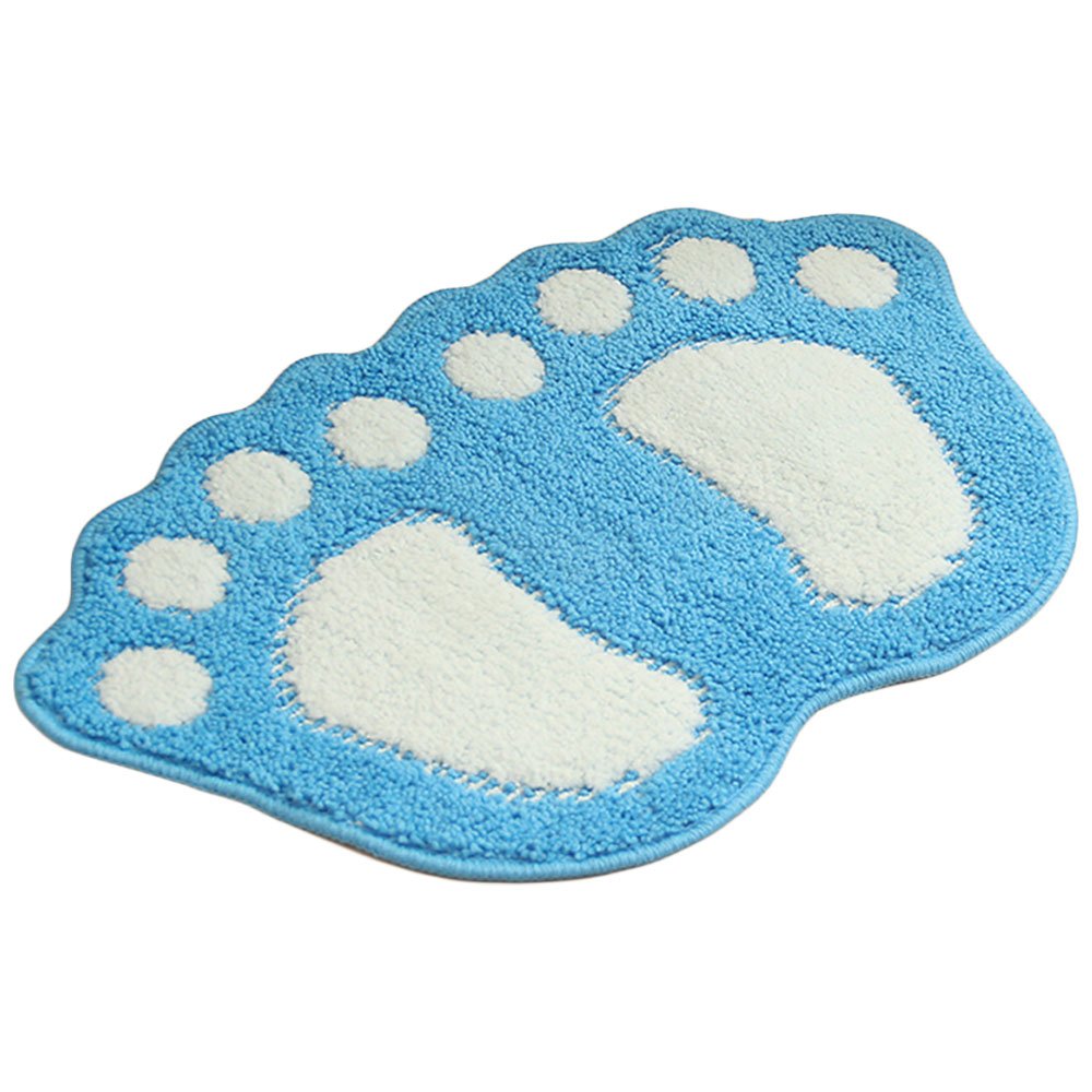 Bathroom Rug Door Doormat Bath Mat - Cute Paw Feet Toilet Bath Shower Non-Slip Mat Water Absorbent Quick Drying Washable Durable Rug - 40 cm x 60 cm (Blue)