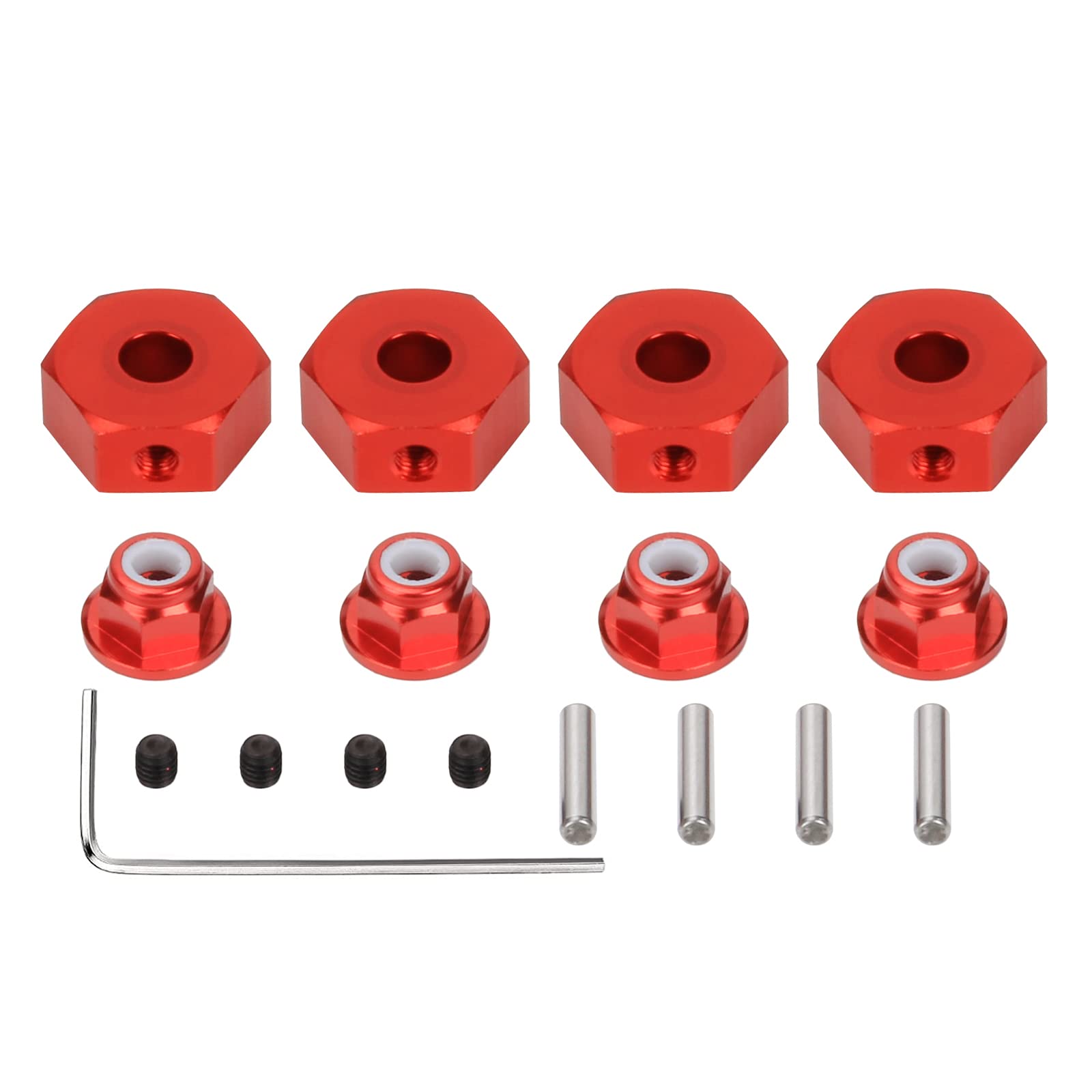 RCAWD Alloy 14mm Wheel Hex Hub Adapter for 1/10 ARRMA 3s & Mega550 Vorteks Senton Granite Big Rock upgraded part 4pcs/set(Red)