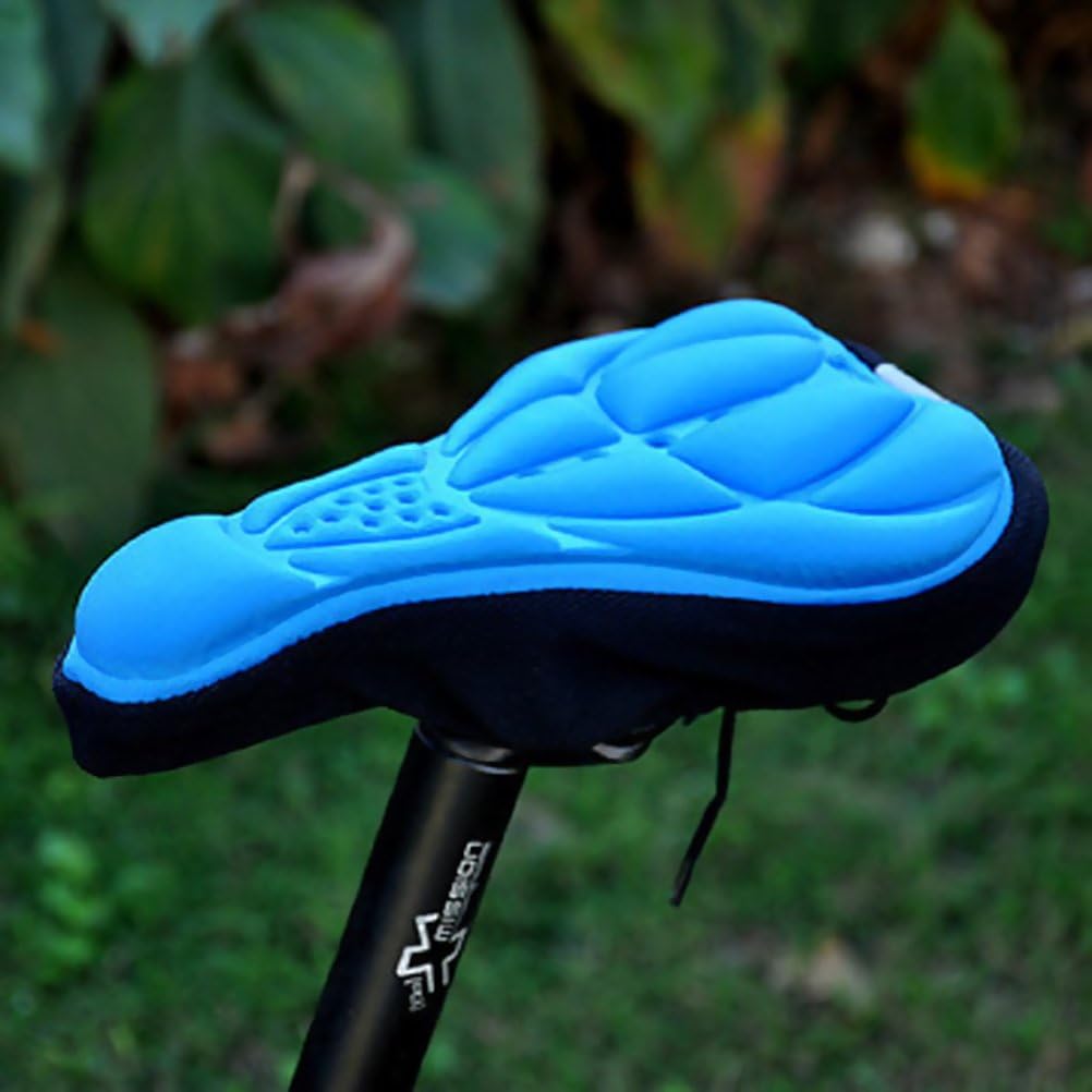 VORCOOL Cycling Bike Comfortable 3D Silicone Gel Pad Saddle Cover Soft Cushion,3D Gel Bicycle Soft Seat Cover Bicycle Saddle Comfort Cover for Mountain Bicycle (Blue) - Image 3