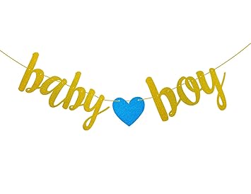 Fecedy Gold Glittery Baby Boy Banner For Baby Shower Party Amazon