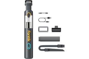 Fanttik Slim V8 Mate Cordless Car Vacuum Suction Power 12000Pa, Portable Mini Vacuum with Flexible Hose and Pet Brush, Type-C Charge, Portable for Car, Office Desk, Keyboards, Gray