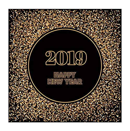 CSFOTO 2019 New Year Backdrop 7x7ft Photography Background Happy New Year Golden Glitter Festival Celebration Banner Family Party Kids Lover Baby Girl Portrait Studio Video Props
