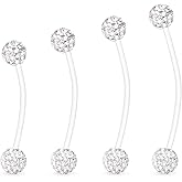 Hoeudjo Pregnancy Belly Rings Maternity Belly Button Rings Plastic Long Bar Navel Ring for Maternity Sport Pregnant Women Different Length 18/32/35/38mm