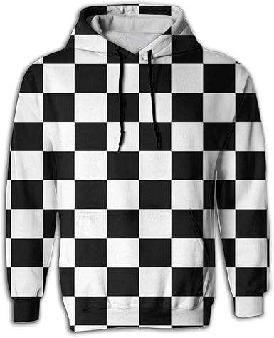 checkerboard print hooded sweatshirt