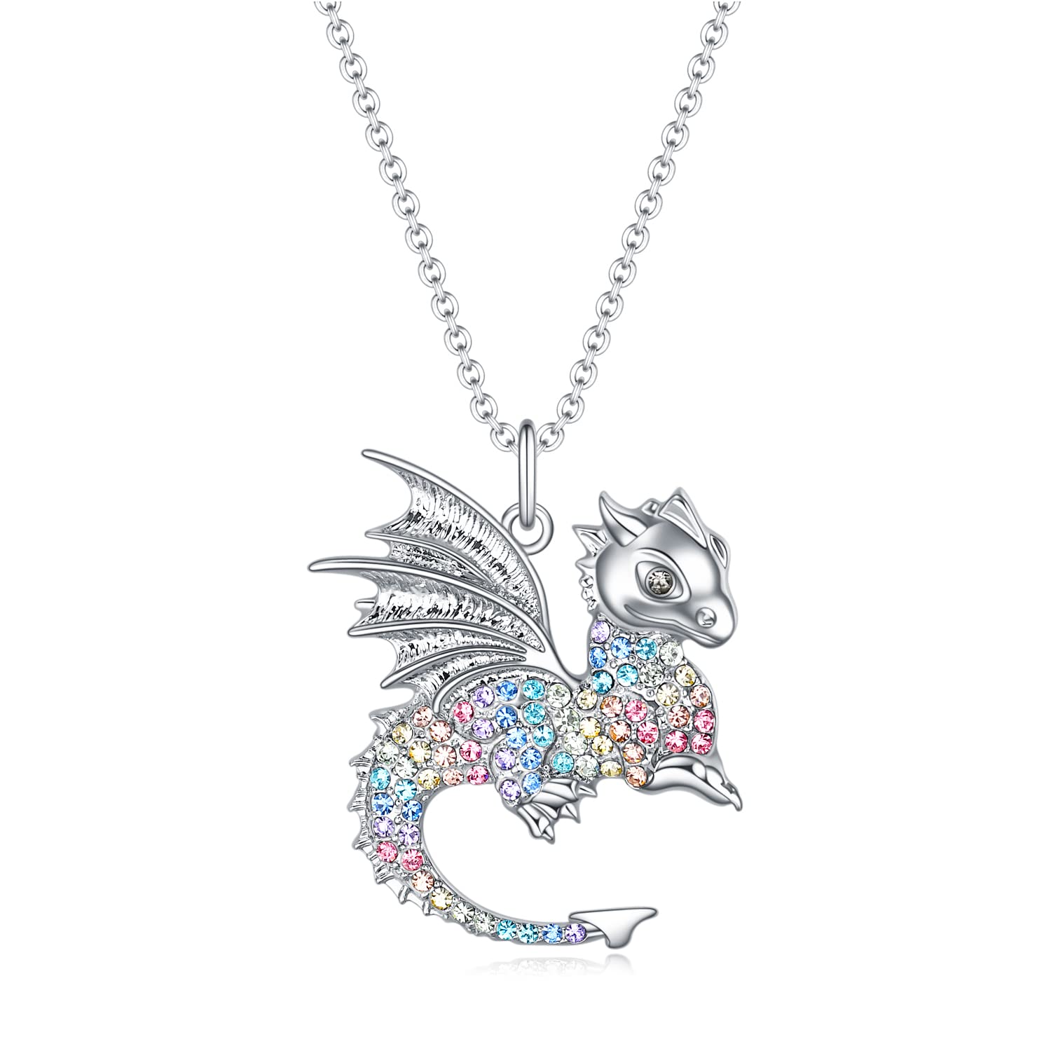 luomart Dragon Dinosaur Necklace Birthday Gifts for Girls,Dragons Dinosaurs Pendant Necklaces Jewelry for Women