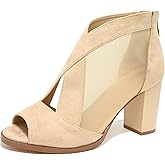 SICARE Cut Out Mesh Sandals High Block Heels Peep Toe Summer Ankle Boots