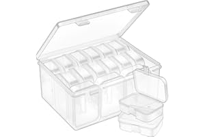 Qeirudu 15Pcs Small Plastic Storage Box Bead Organizer Box Rectangle Storage Containers with Hinged Lids for Beads, Jewelry and Craft Supplies (2.56 x 1.78 x 0.79 Inch)