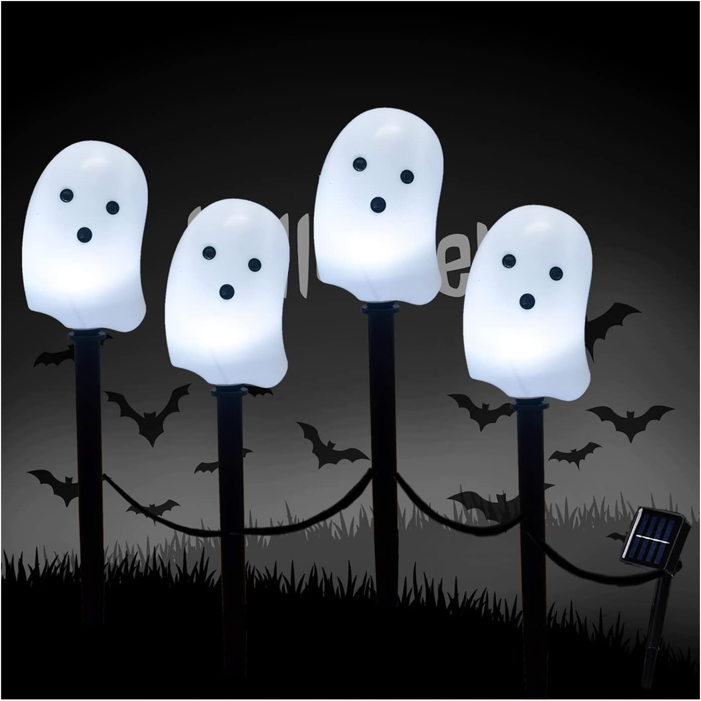 Lighting - Halloween Decorations Solar Lights Outdoor, Fcysy 4 Pcs Waterproof Halloween Lighted Ghosts Pathway Stake String Lights, Halloween Party Décor Walkway Lights, Halloween Yard Stakes Garden Solar Light