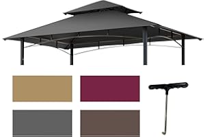 Warmally 8x5 Gill Gazebo BBQ Canopy Replacement Top for Model #L-GG001PST-F,Gazebo Grill Canopy BBQ Gazebos Top Cover Only（Gray）