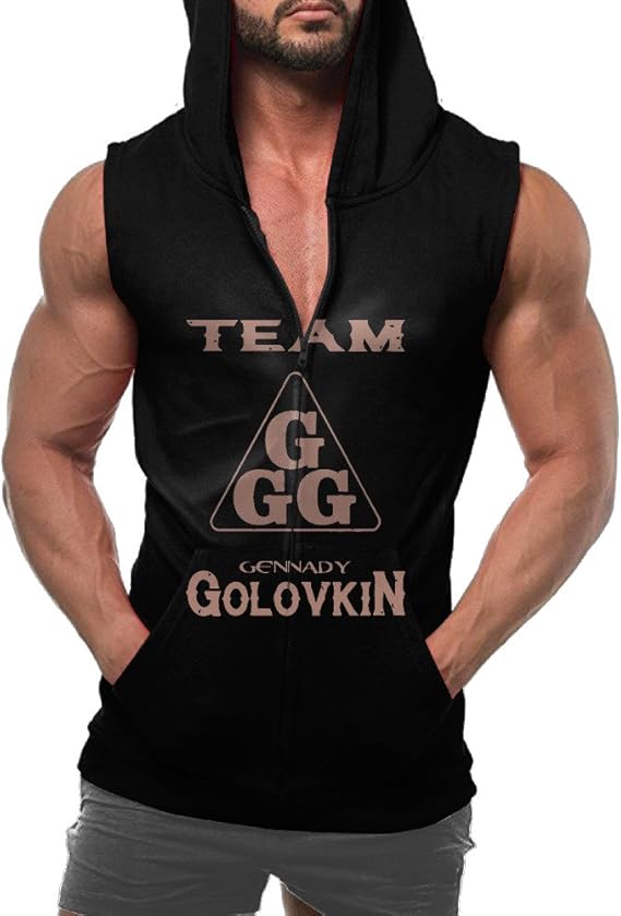 Mens Golovkin Triple G Fashion Sleeveless Basic Hoodies Zipup With