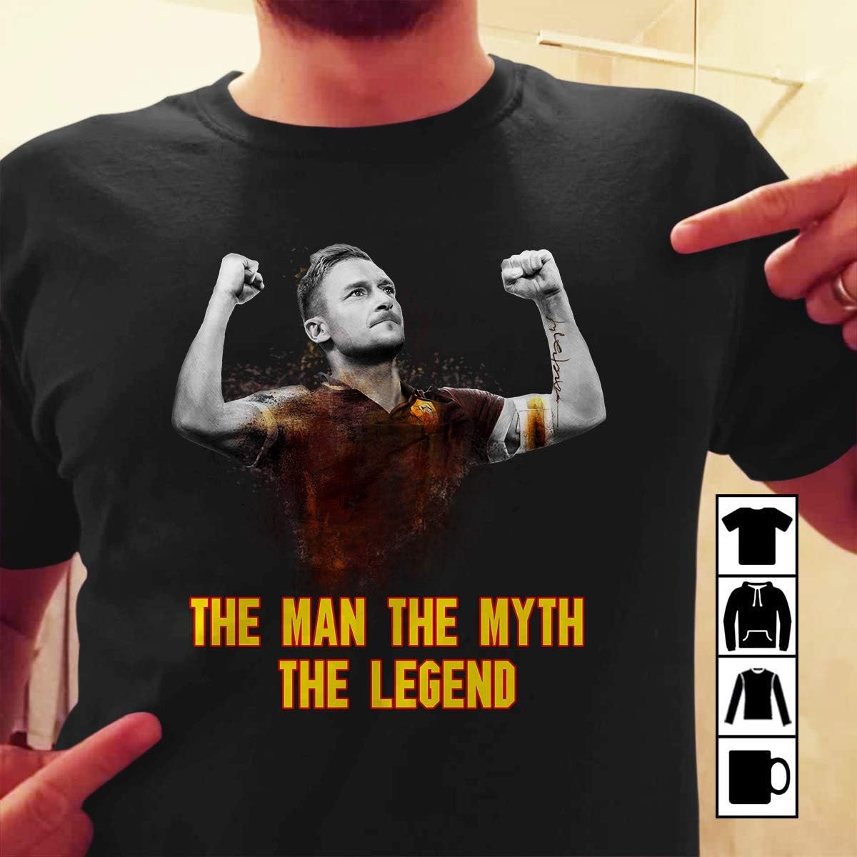 AS Roma T Totti The Man The Myth The Legend T Shirt Long Sleeve Sweatshirt Hoodie Youth