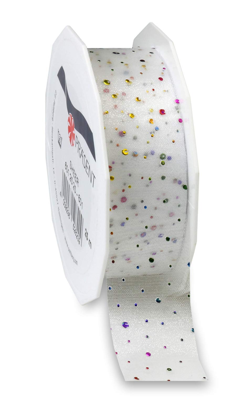 Präsent - San Francisco Printed Organza Ribbon Colorful 72 mm Width, 20 m Length