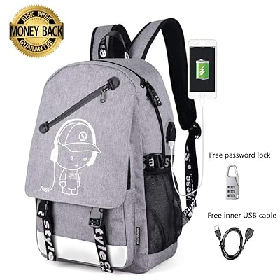 Anime Luminous Backpack with USB Charging Port Jordan Ubuy