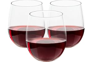 FOCUSLINE 32 Pack Plastic Wine Glasses Stemless, 12 Oz Crystal Clear Disposable Wine Cups, Reusable Plastic Wine Glasses for Parties Weddings, Shatterproof Recyclable and BPA-Free