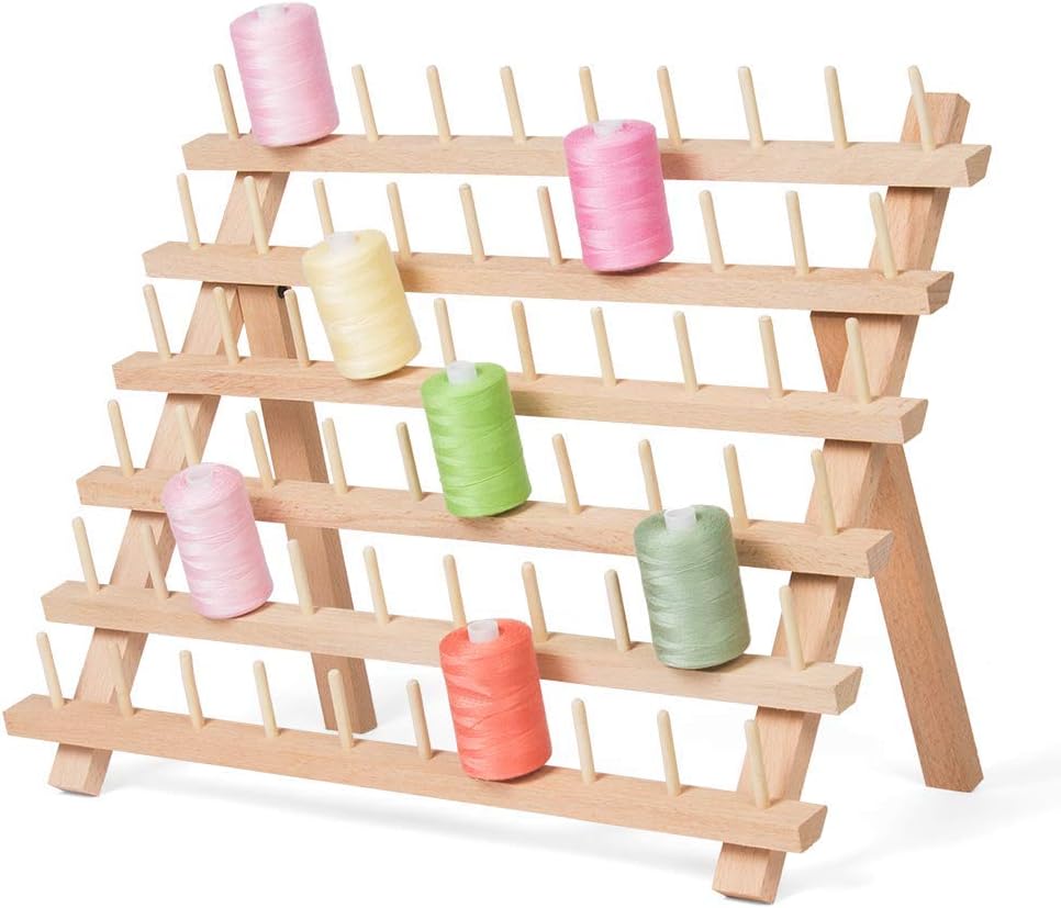 HAITRAL Wooden Folded Thread Rack, 60Spool Sewing Thread Holder