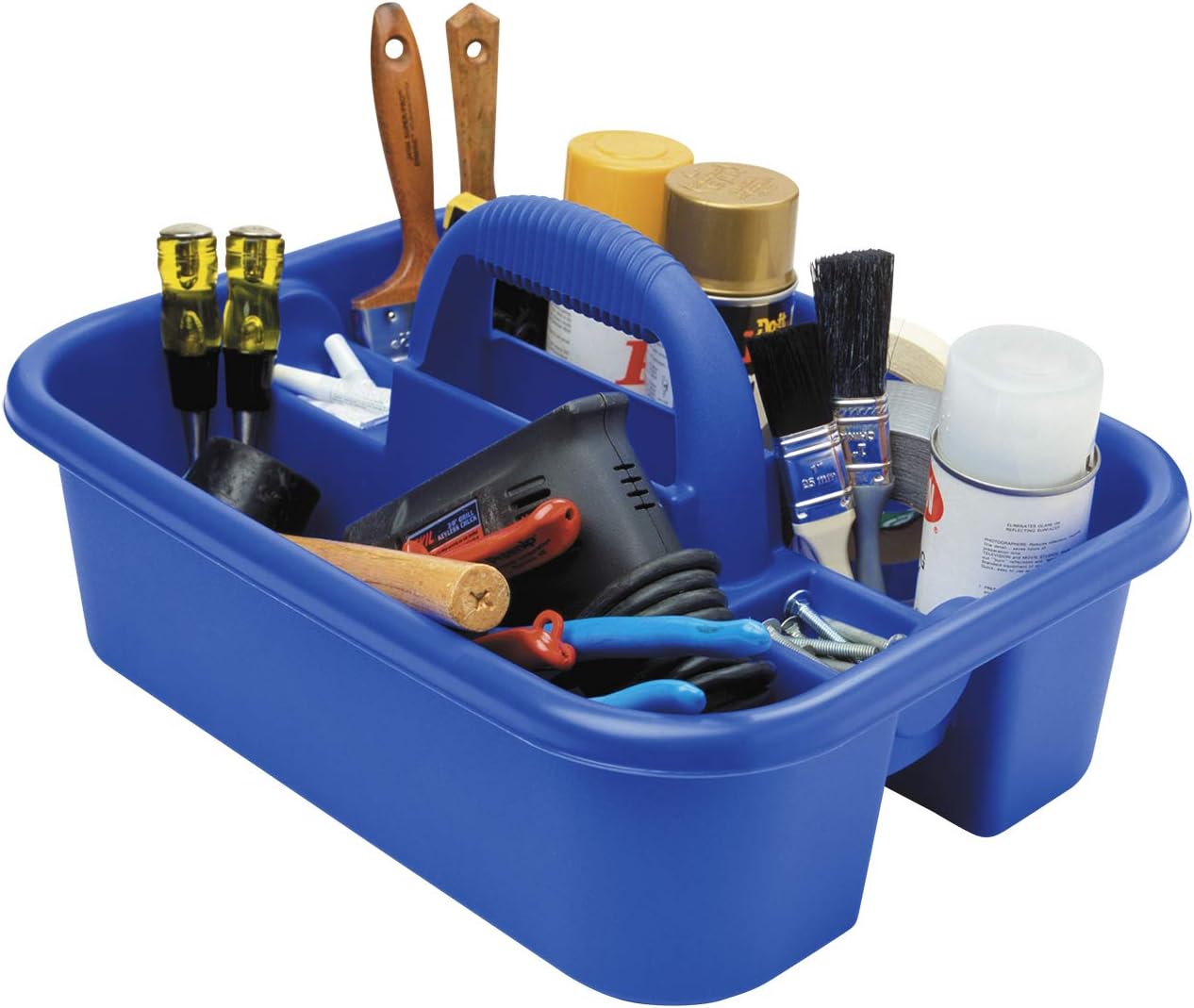 Akro-Mils 09185 Plastic Tote Tool & Supply Cleaning Caddy with Handle, (18-3/8-Inch x 13-7/8-Inch x 9-Inch), Blue (09185BLUE) - Cleaning Product Tote - 