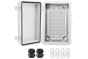 Otdorpatio Junction Box, Hinged Cover IP67 Waterproof ABS Project Box with 2 NPT 1/4" Cable Gland, Electrical Box Enclosure w