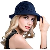Bellady Women's Elegant Flower Wool Cloche Bucket Bowler Hat