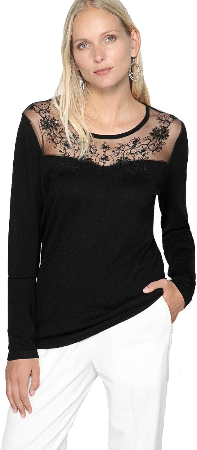 La Redoute Anne Weyburn Donna Pull Gioiello Maglia A Rete Ricamata Amazon It Abbigliamento