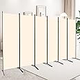 CHOSENM 6 Panel Folding Privacy Screens, 6 FT Tall Wall Divider with Metal Frame, Freestanding Room Divider for Office Bedroom Study (6 Panel, Beige)