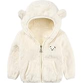 Baby Boys Girls Fleece Jackets Zip Up Hoodies Cute Bear Coats Fall Winter Fuzzy Jacket Newborn Boys Girls Outwear