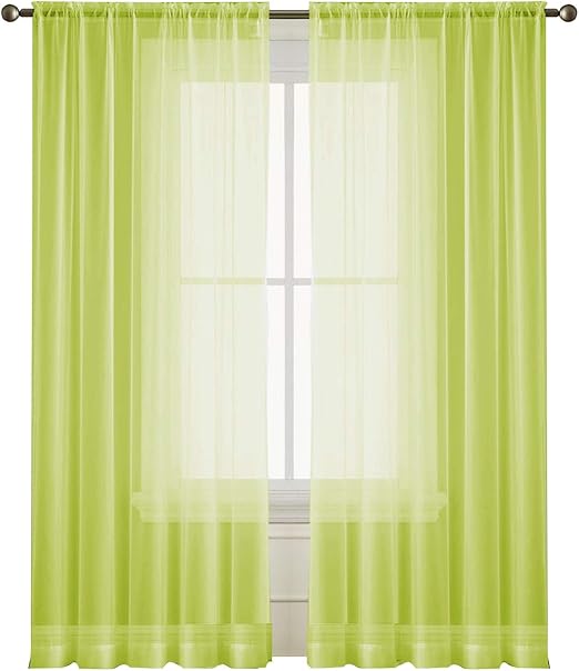 Amazon Com Passenger Pigeon Green Sheer Curtains Rod Pocket Semi