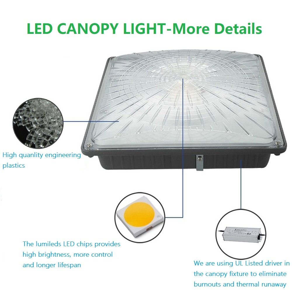 1000LED (4 Pack) LED Canopy Light, 65W, Ceiling Lights Fixtures Carport