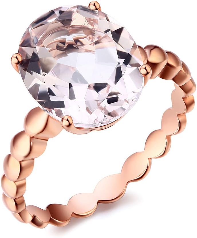 14K Rose Gold Solitaire Wedding Engagement Anniversary Ring 3.3 Ct Natural Morganite (R 1/2)