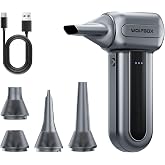 WOLFBOX MF70 Compressed Air Duster, 3-Speed Adjustable, Electric, Cordless | Extended Runtime, Electric, 3-Speed, Cordless, Fast Charging, PC Keyboard Cleaning, Car, Home, Gray, 0.5 lb Lightweight