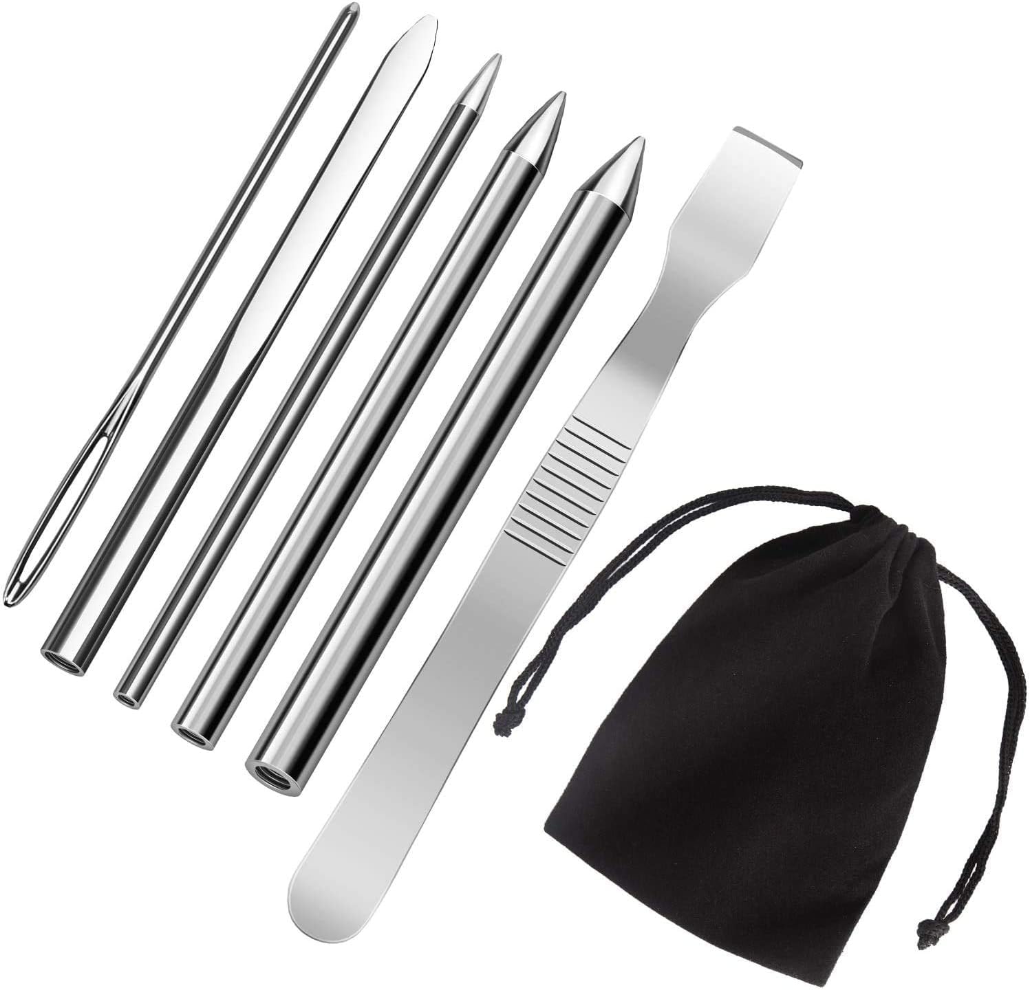 6 Packs Stainless Steel Paracord Lacing Needle Silver Paracord Fids Stitching Splicing Weaving Sets for DIY Craft Paracord Bracelets