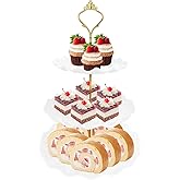 3 Tier Cupcake Stand, Cup Cake Holder Tower Stand, Plastic Tiered Serving Tray with Metal Rod, White Round Dessert Display Stand for Donut Cookie Candy Fruit Tea Party Baby Shower Wedding Graduation