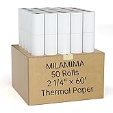 MilaMima 50 Rolls 2 1/4" x 60' Thermal Paper Rolls Fits All Credit Card Debit Machine Verifone Ingenico Square Clover Moneris