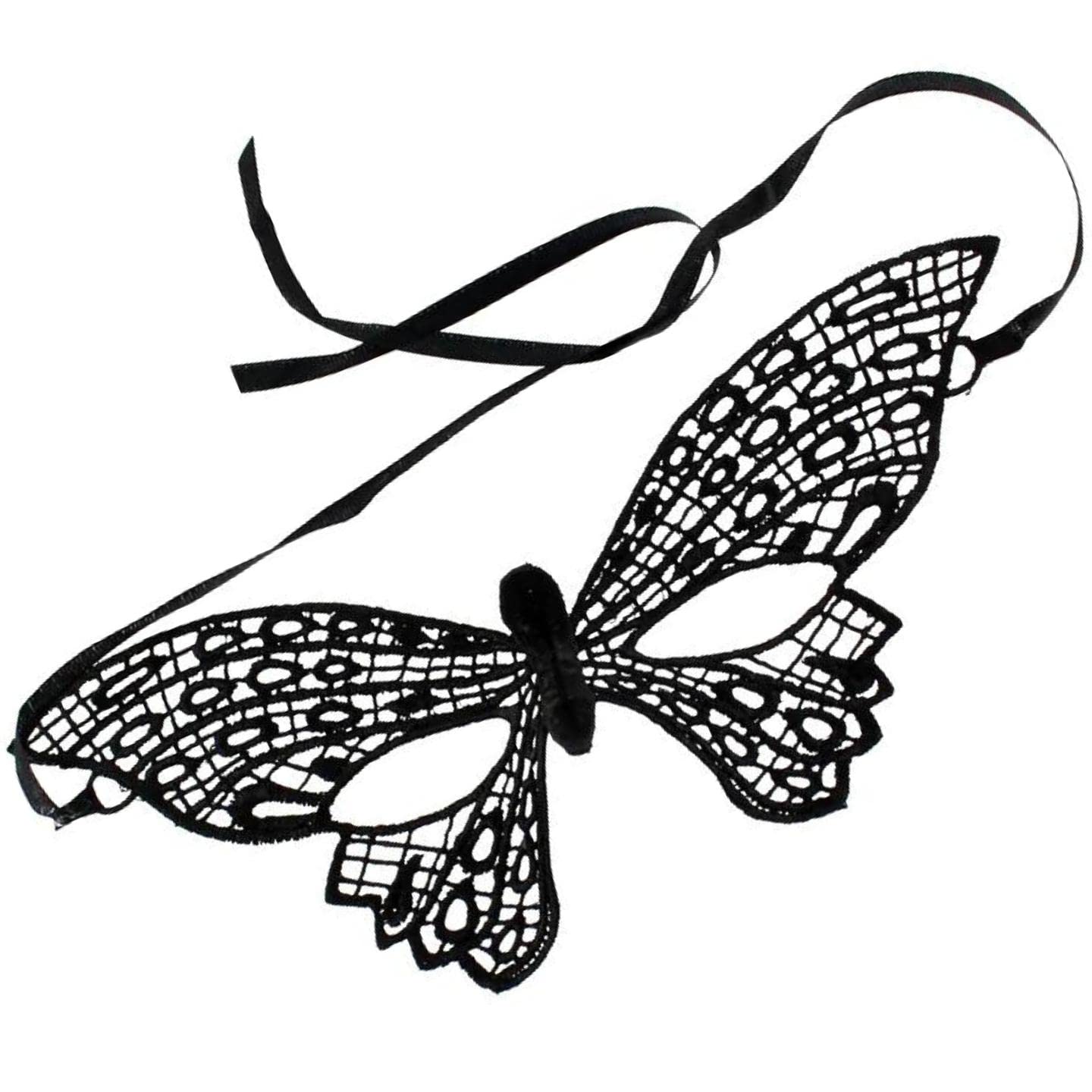 Topkids Accessories Black Lace Masquerade Mask for Women and Men, Fancy Dress Adult, Mask Costume, Phantom of the Opera Mask, Gothic Accessories, Venetian Mask (Butterfly)
