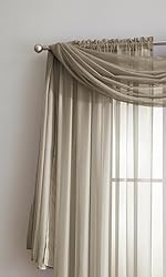 Warm Home Designs Pair of Short Brown Taupe Sheer