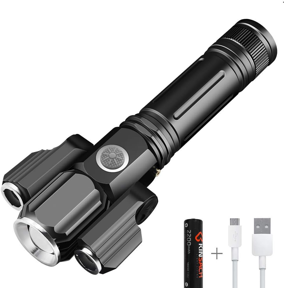 Morsun LED Tactical Flashlights 1000 Lumens Electric Torch Ultra-Bright Handheld Travel Flashlight Rechargeable Waterproof Zoomable 4 Modes for Outdoor, Camping, Biking, Hiking, Emergency