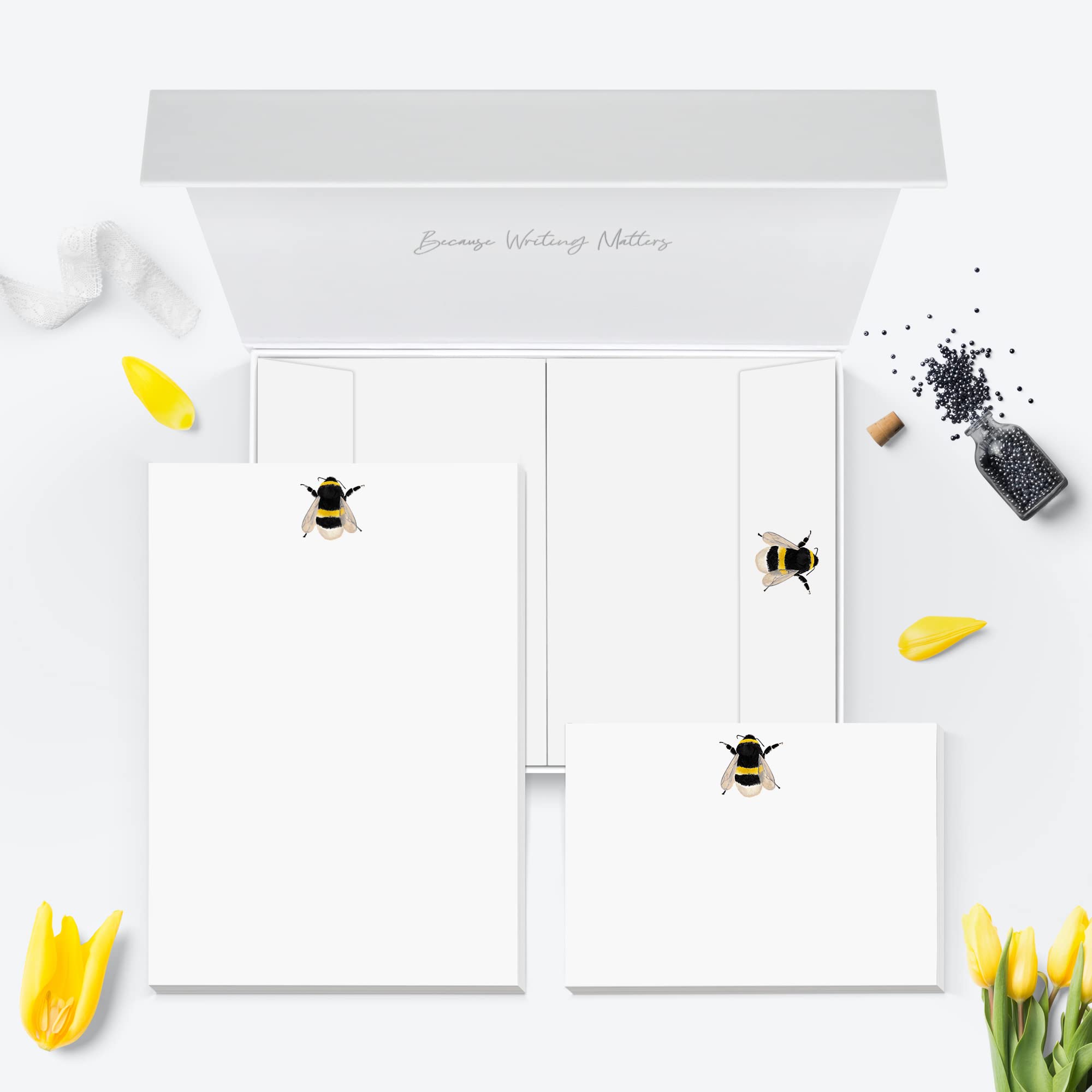 Me Loovely Bumble Bee Letter Writing Paper Notecard and Envelopes Stationery Supplies for School Home & Office | 20 Letters, 10 Cards & 30 Envelopes with Gift Box