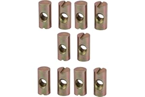 uxcell 10pcs M6 Thread 20mm Height Zinc Plated Iron Slotted Drive Cross Dowel Nuts