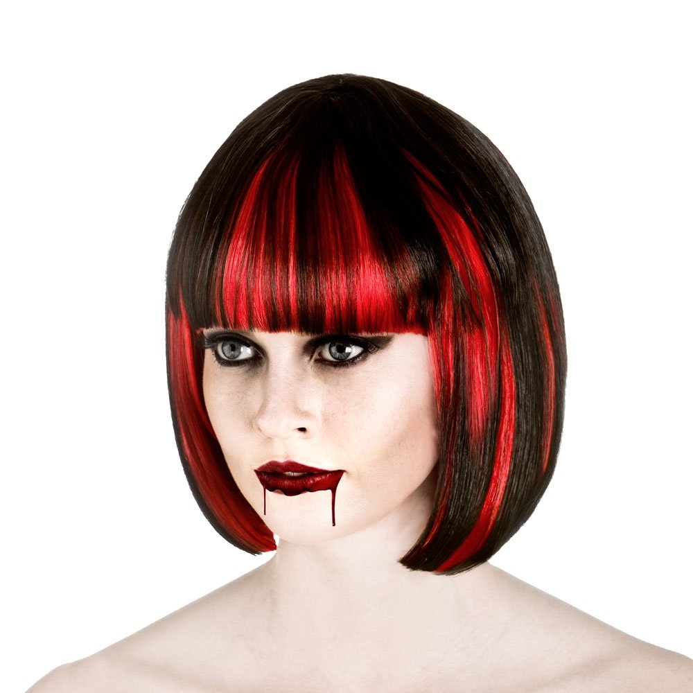 Wicked Costumes Ladies Bloodlust Vampire Black and Red Wig Halloween Fancy Dress