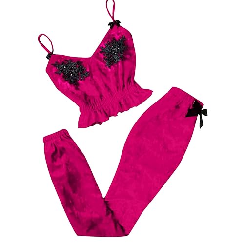 Suits, Sexy Thongs For Women Holiday Lingerie Sex Mechanics V-Neck Eyelash  Beaded Stain Camisole Pajamas Bowknot Pants Set Suede Embroidered Suspender  Pajama Trouser Set Langery (One Size, Hot Pink) in Kenya |