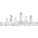 Tivcck Glass Bud Vase Set of 16, Small Vases for Flowers, Mini Vintage Vase for Centerpieces, Clear Flower Vases for Wedding, Table, Party, Home Decor