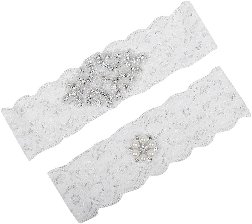 Prettybabyonline Wedding Garters for Bride White Bridal Garters Keep and toss