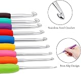 ZGTS Crochet Hooks Set 9pcs Aluminum Ergonomic Handles with Tape and Markers view 5