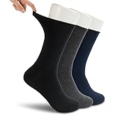 LIXIA Men's Non Binding Merino Wool Socks 3/6 Pairs Pack- Wide Calf Good for Circulation - No Compression Warm Breathable