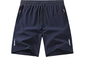 Gym Shorts for Men - Quick Dry Hiking Shorts Lightweight Athletic Workout Gym Basketball Short Pants with Zipper Pockets