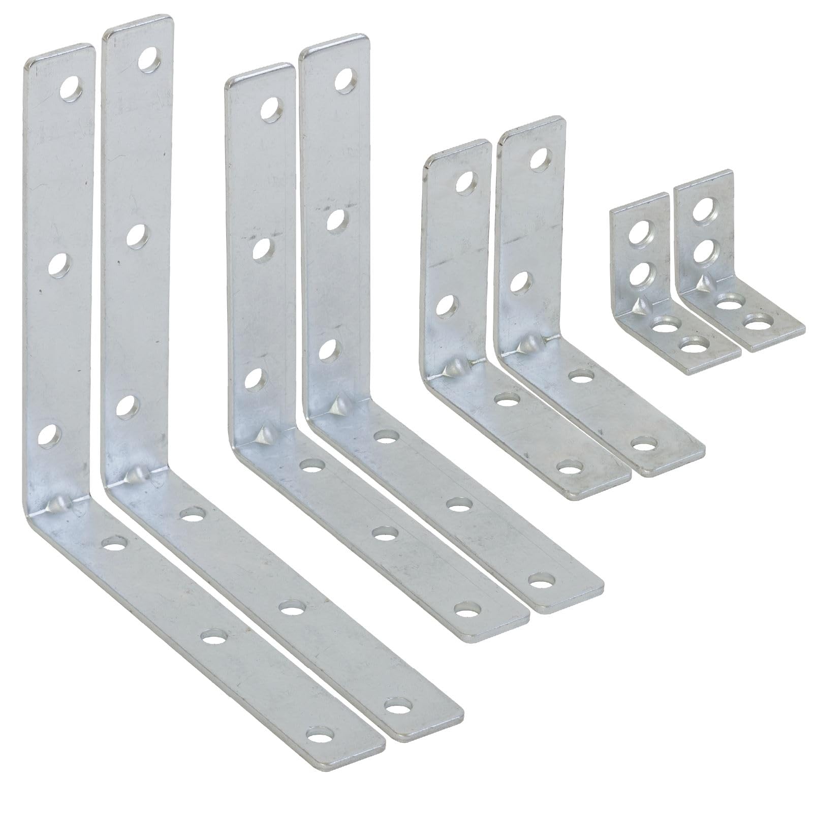Dihl Pack of 10 Steel Corner Fixed Angle Brackets L Shape 90° Furniture Fittings Corner Fixings Connector Hinges, 80mm x 80mm x 15mm, 10 PCS