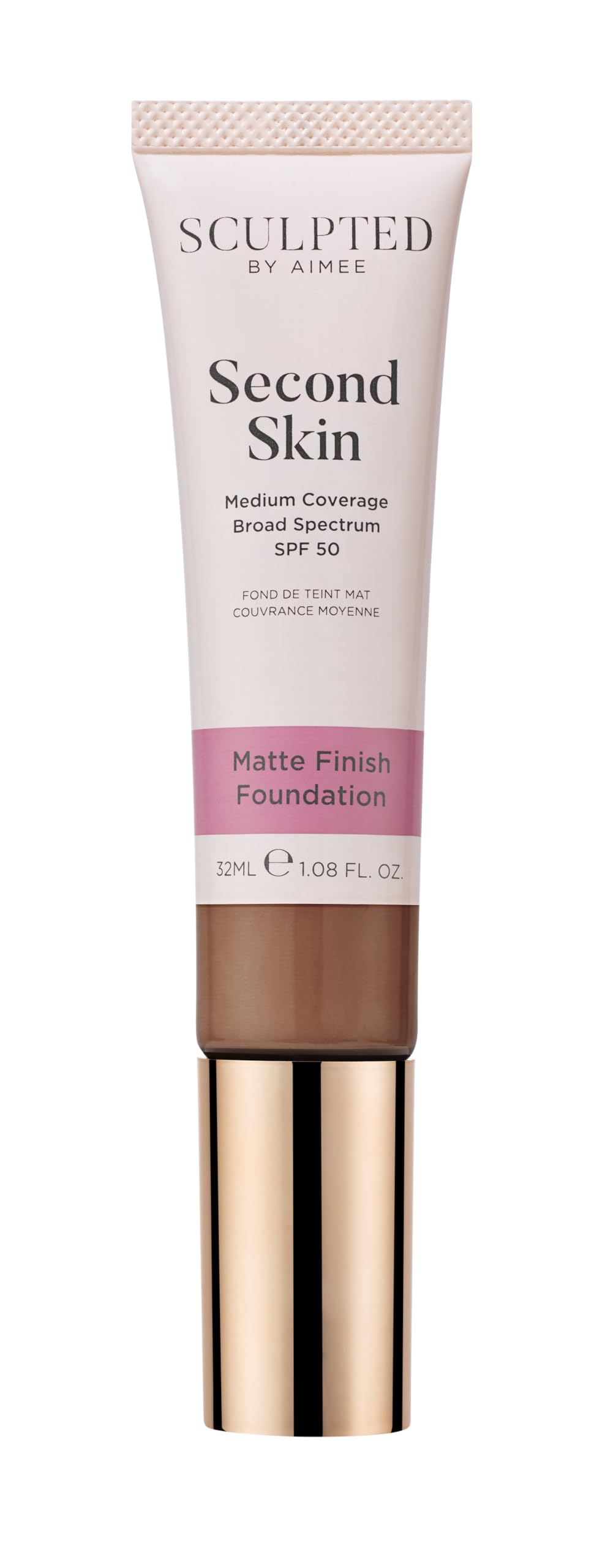 Second Skin Matte Liquid Face Foundation from Sculpted by Aimee - 32ml Buildable, Medium Coverage Foundation with Matte Finish, Hyaluronic Acid, Collagen Boosting Formula, SPF 50, (Tan 5.0)